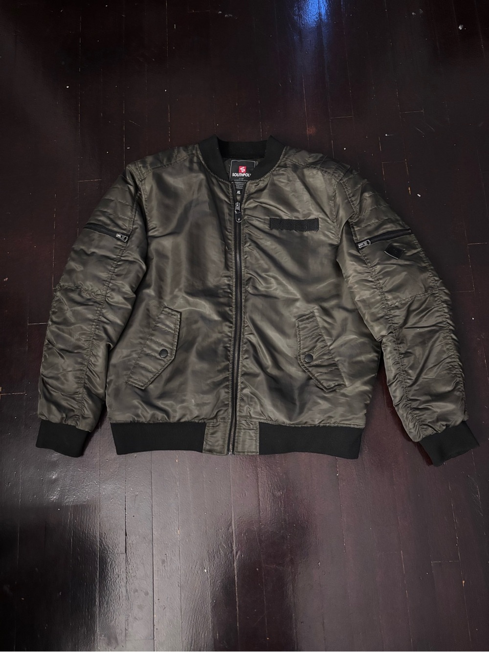 South Pole Olive Green Men's Bomber Jacket with Black Trim